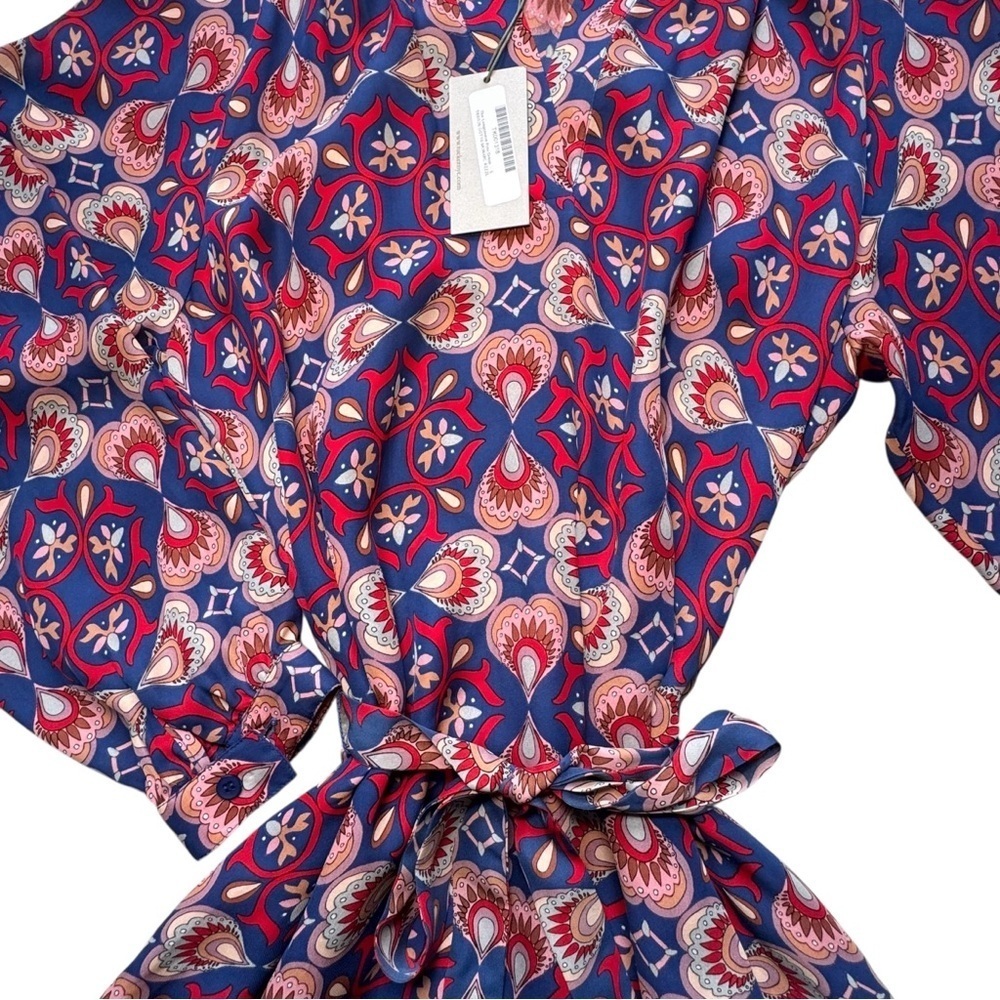 NWT! Tucker Silk Long Sleeve Polo Belted Shirt‎ Dress | Women’s Size Large - Picture 5 of 11